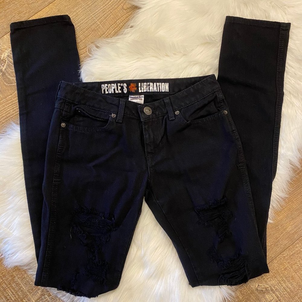 People's Liberation Slim Jeans Black Size 24 Long